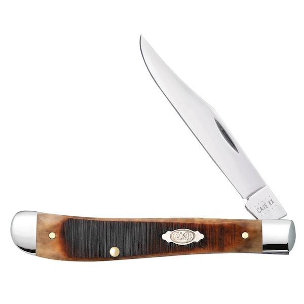 Case Cutlery 2023 Case Dark Molasses Bone Sawcut Jig Slimline Trapper 61048 Ss - CAS-83146