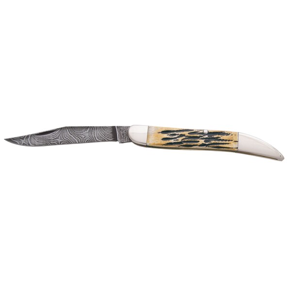 Bear & Sons Cutlery 2023 Bear 5' Genuine India Stag Bone Lg. Toothpick Damascus - BEA-5193D