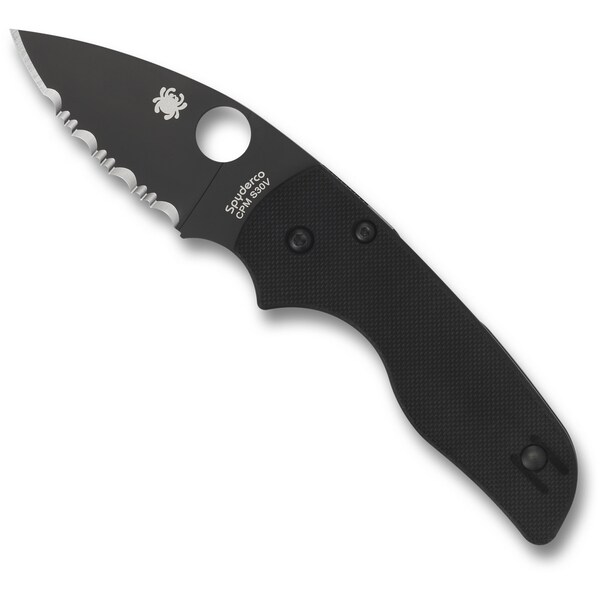 Spyderco 2024 Spyderco Lil' Native G-10 Black Black Blade/Compression Lock Serrated - SPY-C230GSBBK