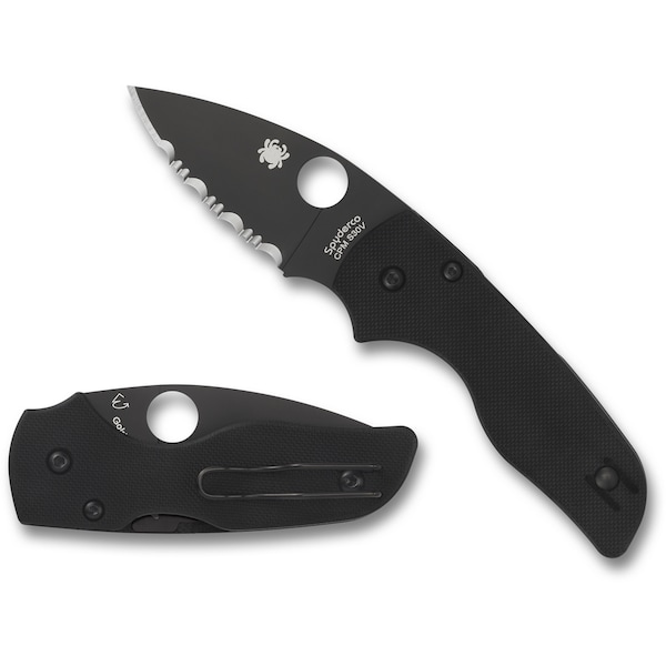 Spyderco 2024 Spyderco Lil' Native G-10 Black Black Blade/Compression Lock Serrated - SPY-C230GSBBK