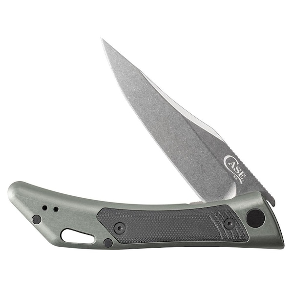 Case Cutlery 2023 Case Shark Tooth Flipper Dark Gray Aluminum/Black G-10 Inlay W/Pocket Clip - CAS-53504