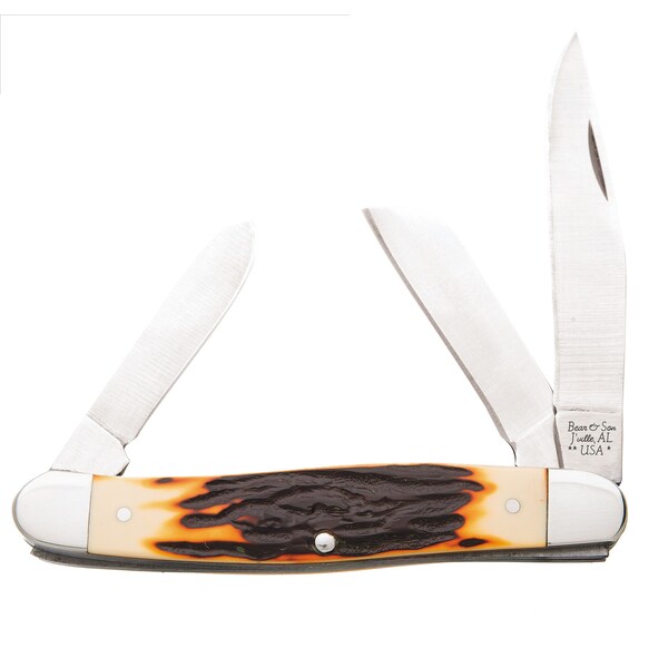 Bear & Sons Cutlery 2023 Bear 3 7/8' Stag Delrin Large Stockman - BEA-SD47
