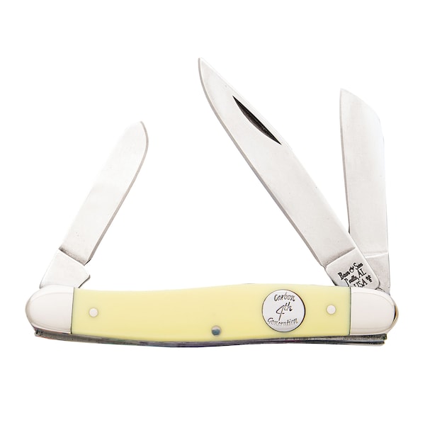 Bear & Sons Cutlery 2023 Bear 3 7/8' Yellow Derlin Large Stockman - BEA-C347