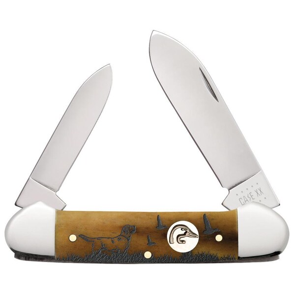 Case Cutlery 2023 Case Ducks Unlimited Embellished Smooth Antique Bone Canoe 62131 Ss - CAS-07543