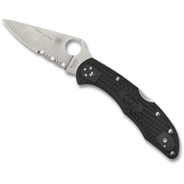 Spyderco 2023 Spyderco Reveal 8 Delica 4 Tunnel To Towers Foundation, Lightweight Black, Flat Ground Combo - SPY-C11FPSBKBL