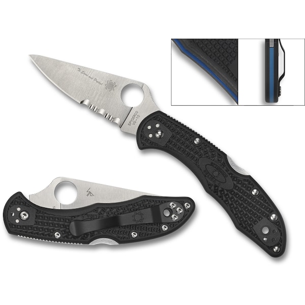 Spyderco 2023 Spyderco Reveal 8 Delica 4 Tunnel To Towers Foundation, Lightweight Black, Flat Ground Combo - SPY-C11FPSBKBL