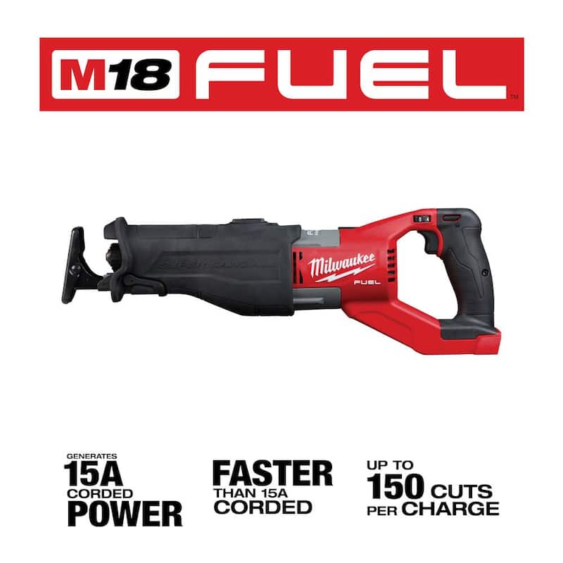 Milwaukee M18 FUEL 18V Sierra sable recíproca orbital inalámbrica sin escobillas de iones de litio con M18 FUEL SURGE Impact Driver - 2722-20-2760-20