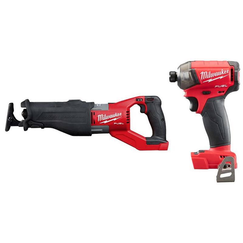 Milwaukee M18 FUEL 18V Sierra sable recíproca orbital inalámbrica sin escobillas de iones de litio con M18 FUEL SURGE Impact Driver - 2722-20-2760-20