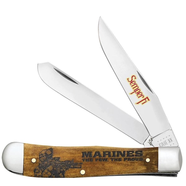 Case Cutlery 2023 Case Usmc Embellished Smooth Antique Bone Trapper 6254 Ss - CAS-13191