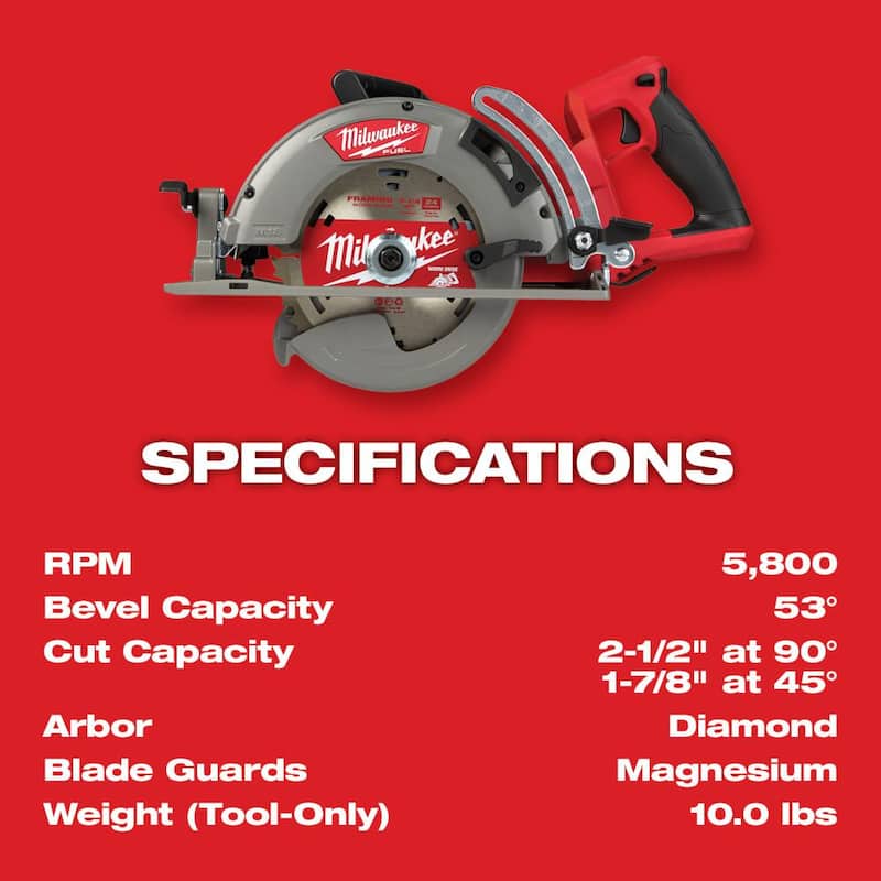 Sierra de cinta sin escobillas con batería de iones de litio Milwaukee M18 FUEL de 18V y mango trasero.