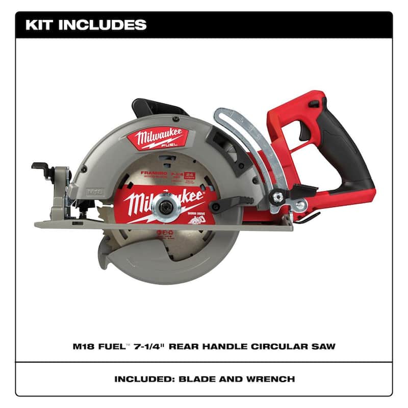 Sierra de cinta sin escobillas con batería de iones de litio Milwaukee M18 FUEL de 18V y mango trasero.