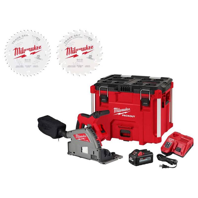 Kit de sierra circular de inmersión Milwaukee M18 FUEL de 18V con tecnología de ion de litio sin escobillas de 6-1/2 pulgadas con hojas de carburo para acabados y propósito general - 2831-21-48-40-0625-48-40-0624.