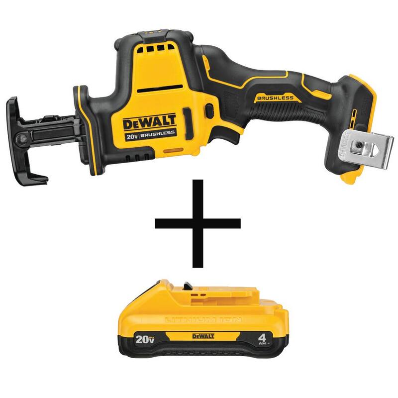 Sierra Sable Recíproca Compacta Inalámbrica SIN ESCOBILLAS ATÓMICO DEWALT 20V MAX y (1) Batería de Iones de Litio Compacta 20V MAX 4.0Ah - DCS369BW240.
