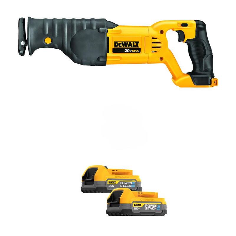 Sierra de Sable de 20V máx. de Ion-Litio Inalámbrica DEWALT con (2) Baterías Compactas 1.7 Ah 20V MAX POWERSTACK - DCS380BWBP034-2