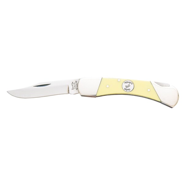 Bear & Sons Cutlery 2023 Bear 3 3/4' Yellow Delrin Med Lockback - BEA-C305