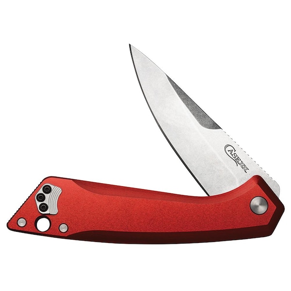 Case Cutlery 2023 Case Case Southern Grind Cg01 Flipper Red Aluminum W/Drop Point Blade And Pocket Clip - CAS-SGC0120010