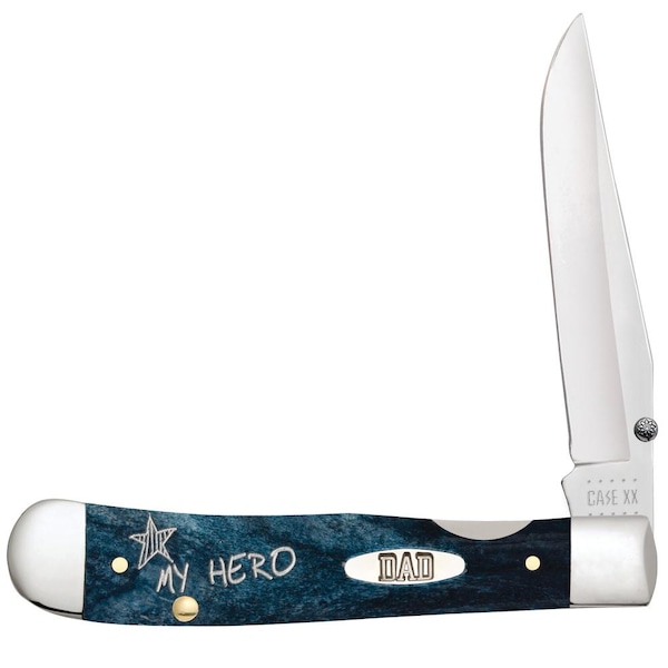 Case Cutlery Embellished Smooth Mediterranean Blue Bone Kickstart Trapperlock 6154Ac Ss W/Dad Shield - CAS-10591