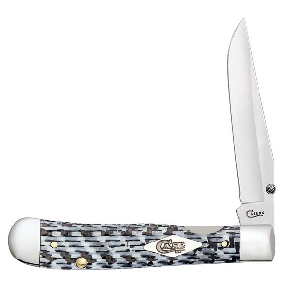 Case Cutlery 2023 Case Black And White Fiber Weave Kickstart Trapperlock 10154Ac Ss W/Pocket Clip - CAS-38921