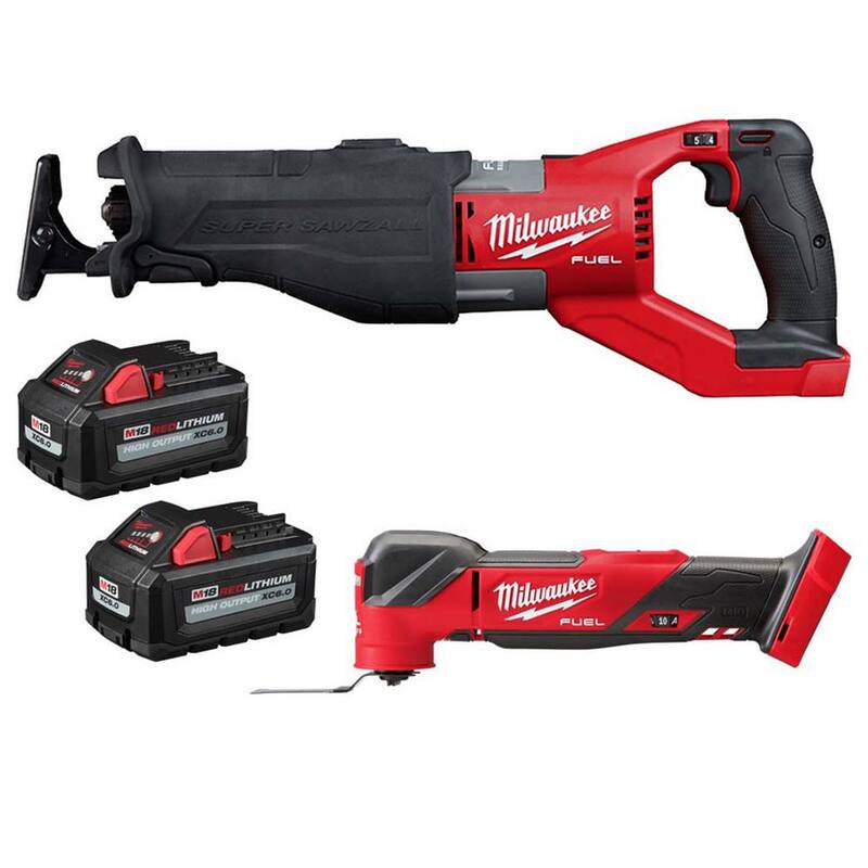 Milwaukee M18 FUEL Sierra de sable recíproca inalámbrica y sin escobillas de 18V Lith-Ion con Multi-Herramienta y (2) baterías de alto rendimiento de 6.0Ah - 2722-20-2836-20-48-11-1862