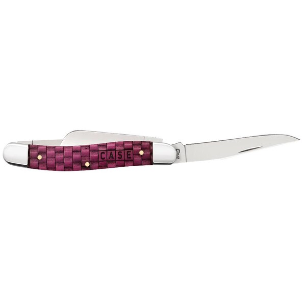 Case Cutlery 2023 Case Basket Weave Natural Bone Smooth Merlot Color Wash Medium Stockman 6318 Ss - CAS-15509