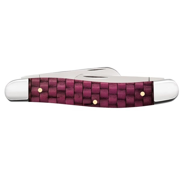 Case Cutlery 2023 Case Basket Weave Natural Bone Smooth Merlot Color Wash Medium Stockman 6318 Ss - CAS-15509