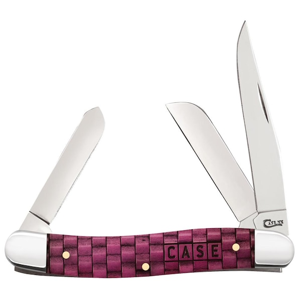 Case Cutlery 2023 Case Basket Weave Natural Bone Smooth Merlot Color Wash Medium Stockman 6318 Ss - CAS-15509