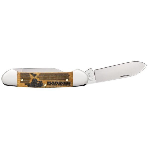 Case Cutlery 2023 Case Usmc Embellished Smooth Anique Bone Canoe 62131 Ss - CAS-13190