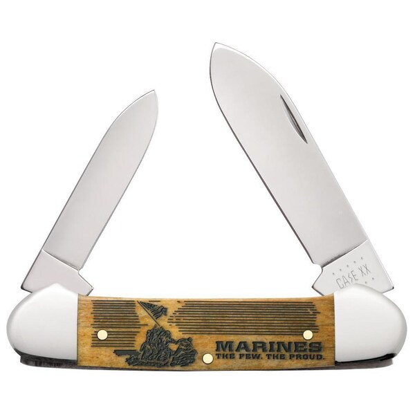 Case Cutlery 2023 Case Usmc Embellished Smooth Anique Bone Canoe 62131 Ss - CAS-13190