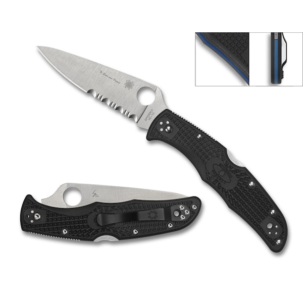 Spyderco 2023 Spyderco Reveal 8 Endura 4 Tunnel To Towers Foundation, Lightweight Black, Flat Ground Combo - SPY-C10FPSBKBL