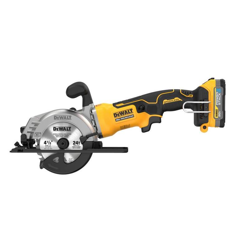 Sierra circular inalámbrica de iones de litio DEWALT Atomic de 20 volts MAX sin escobillas de 4-1/2 in. y sierra circular de 6-1/2 in. con batería de 1.7Ah y cargador - DCS565BWCS571E1.