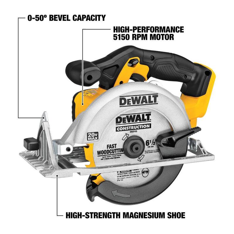 DEWALT Sierra Circular Inalámbrica 20V MAX de 6-1/2 pulgadas y (1) Batería Compacta de Iones de Litio 20V MAX de 3.0Ah - DCS391BW230
