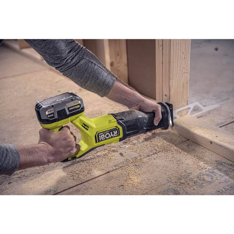 Sierra de vaivén inalámbrica RYOBI ONE+ HP 18V sin escobillas con batería de 2.0 Ah GRATIS (paquete de 2) - PBLRS01B-PBP2006