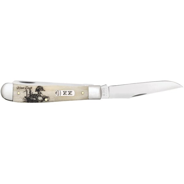 Case Cutlery 2023 Case Sportsman Series Embellished Smooth Natural Bone Trapper 6254 Ss Gift Tin Wood Duck - CAS-60573