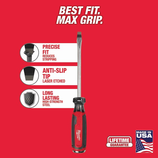 Milwaukee Tool 5/16 in. x 6 in. Slotted Cushion Grip Demolition Screwdriver (Made in USA) - MT208
