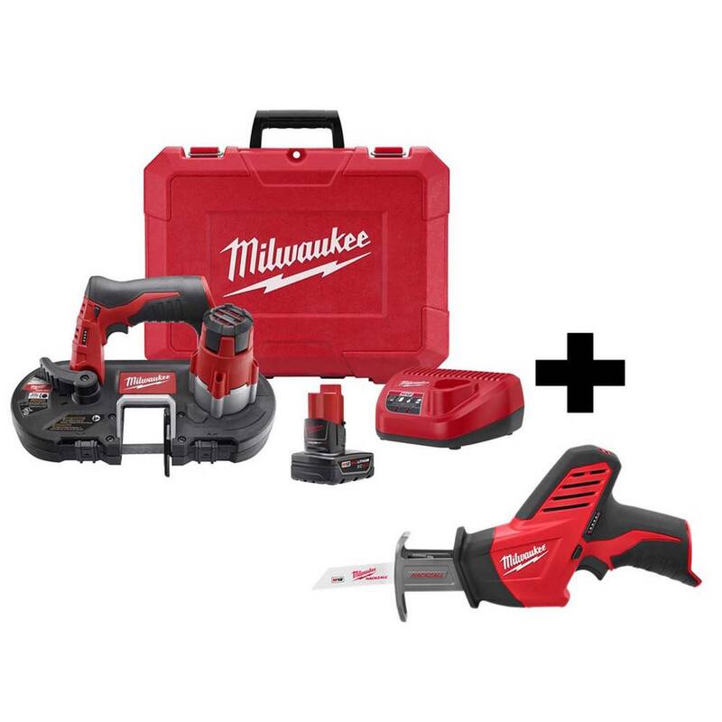 Sierra de cinta inalámbrica subcompacta Milwaukee M12 12V de ion de litio con kit XC con M12 HACKZALL - 2429-21XC-2420-20.