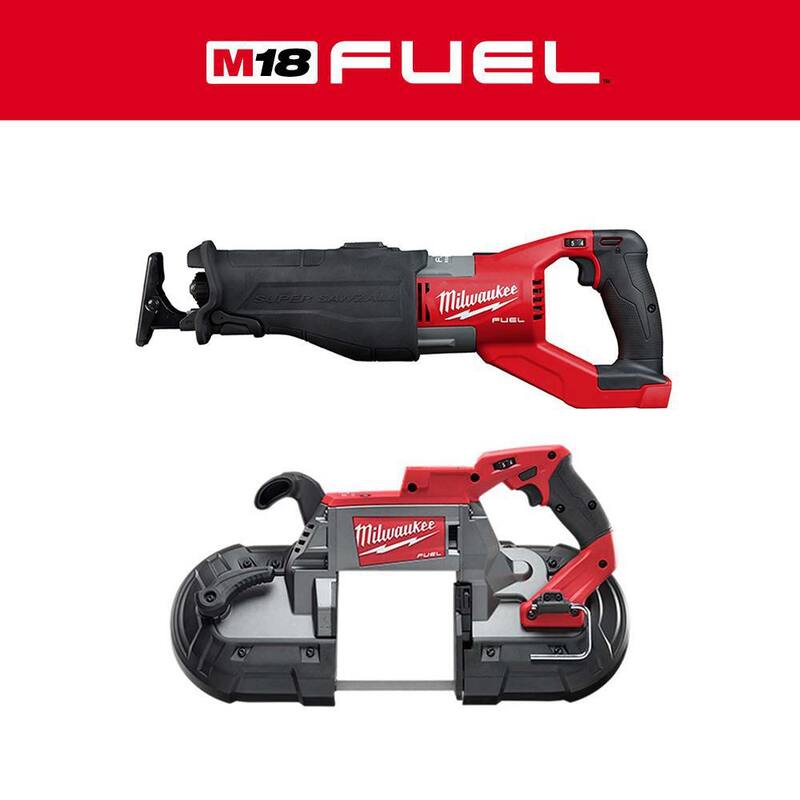 Milwaukee M18 FUEL 18V Sierra reciproca orbital inalámbrica Brushless de iones de litio SUPER SAWZALL y sierra de cinta (2 herramientas) - 2722-20-2729-20