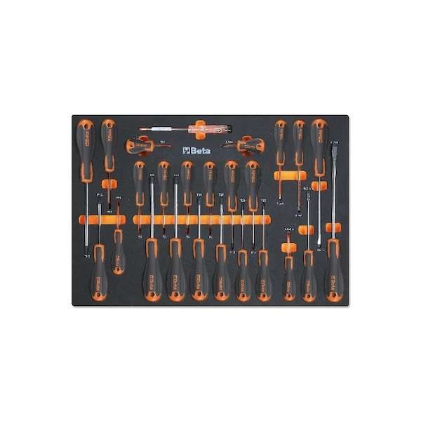 Beta MM210 25 Piece Slotted, Phillips and Torx Screwdriver Set in Soft Thermoformed Tray - 024580211