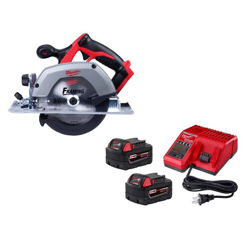 Sierra circular inalámbrica Milwaukee M18 18V de 6-1/2 in de iones de Litio con (2) baterías de 5.0Ah y cargador - 2630-20-48-59-1852B