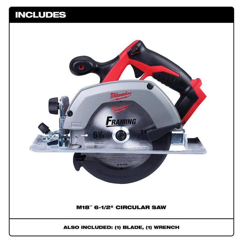 Sierra circular inalámbrica Milwaukee M18 18V de 6-1/2 in de iones de Litio con (2) baterías de 5.0Ah y cargador - 2630-20-48-59-1852B