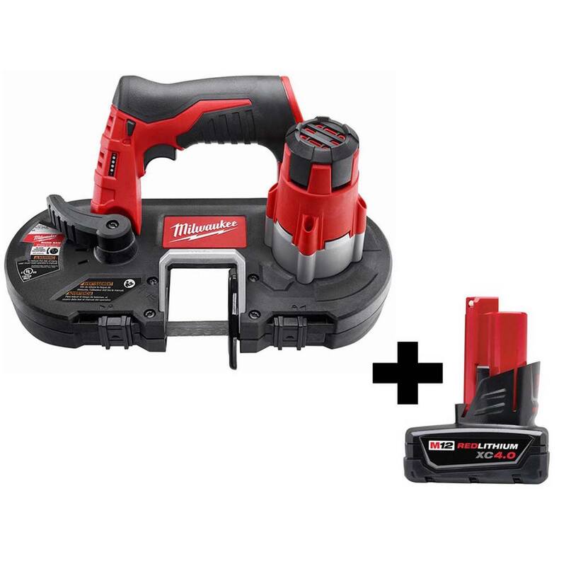 Sierra de cinta subcompacta inalámbrica Milwaukee M12 12V de ion de litio con batería M12 de 4.0 Ah - 2429-20-48-11-2440