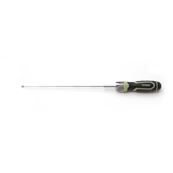 T Terre 6 in 1 Screwdriver Multitool, All in-One with LED Flashlight and Telescopic Magnetic Pick-Up Tool - 102001