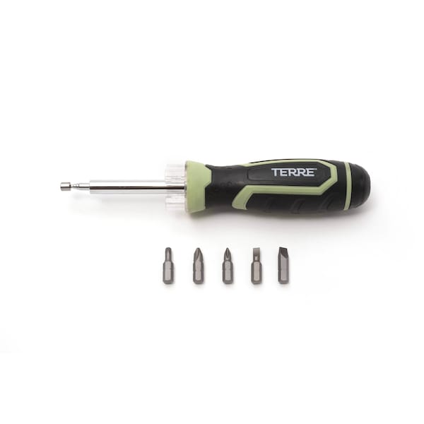 T Terre 6 in 1 Screwdriver Multitool, All in-One with LED Flashlight and Telescopic Magnetic Pick-Up Tool - 102001