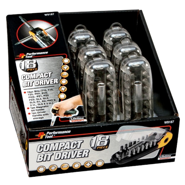 Performance Tool Performance Tool 18 pc Compact Multi-Bit Driver - W9187