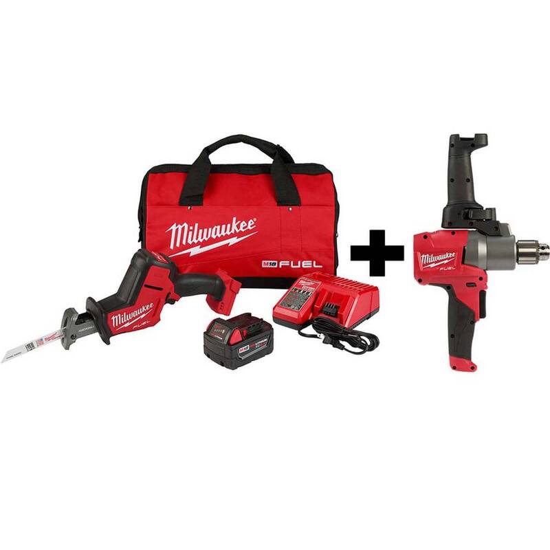 Milwaukee M18 FUEL 18V Lithium-Ion Brushless Cordless HACKZALL Kit de sierra reciproca W/ M18 FUEL 1/2 pulg. Mezclador de lodo - 2719-21-2810-20