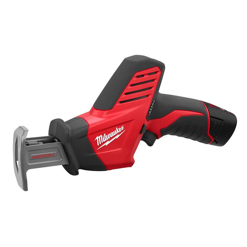 Sierra reciproca inalámbrica Milwaukee M12 Hackzall de 12 voltios con batería compacta M12 (paquete de 2) - 2420-21-48-11-2411