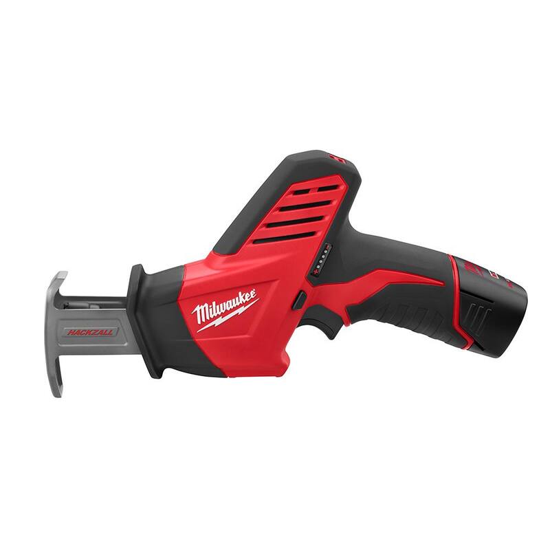 Sierra reciproca inalámbrica Milwaukee M12 Hackzall de 12 voltios con batería compacta M12 (paquete de 2) - 2420-21-48-11-2411
