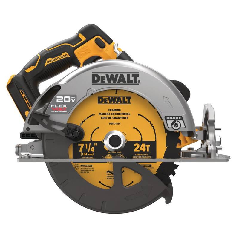 Sierra circular inalámbrica sin escobillas DEWALT 20V MAX de 7-1/4 pulgadas con tecnología FLEXVOLT Advantage y (1) batería FLEXVOLT 6.0Ah - DCS573BW606