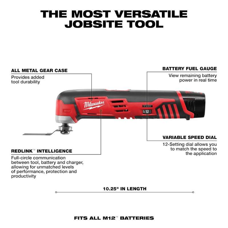 Sierra de cinta compacta sin cable Milwaukee M12 FUEL de 12V con batería de iones de litio XC Kit con herramienta multifuncional oscilante sin cable M12 de 12V de iones de litio - 2529-21XC-2426-20.