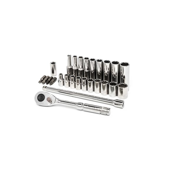 Crescent 26 Piece 1/4" Drive 6 Point Standard & Deep SAE Mechanics Tool Set - CSWS2C