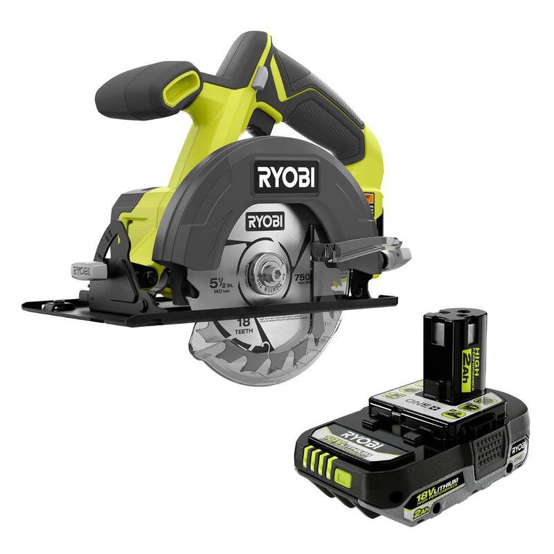 Sierra circular RYOBI ONE+ 18V inalámbrica de 5 1/2 pulgadas con batería de alto rendimiento de 2.0 Ah de litio-ion - PCL500B-PBP003